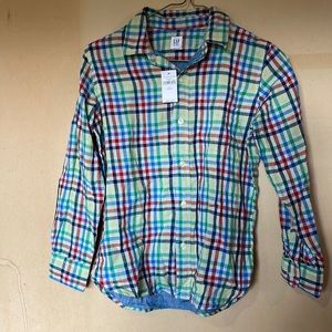 NWT Gap Kids Gingham 🔴🔵🟢🟡  L/S Button Down Shirt Size L (10)